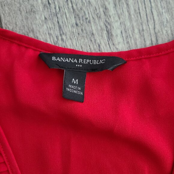 Banana Republic Red Sleeveless Ruffle Front Blouse Size M Women's - Picture 8 of 10
